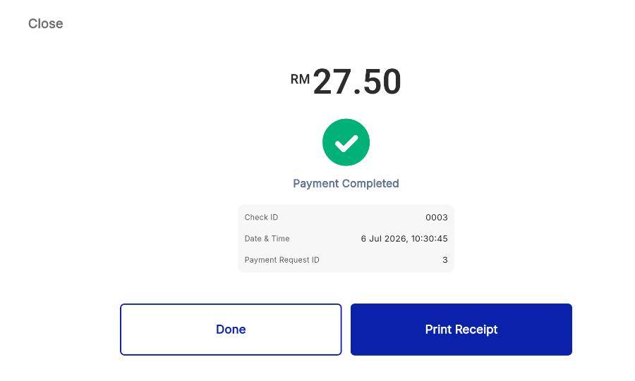 Payment completed.