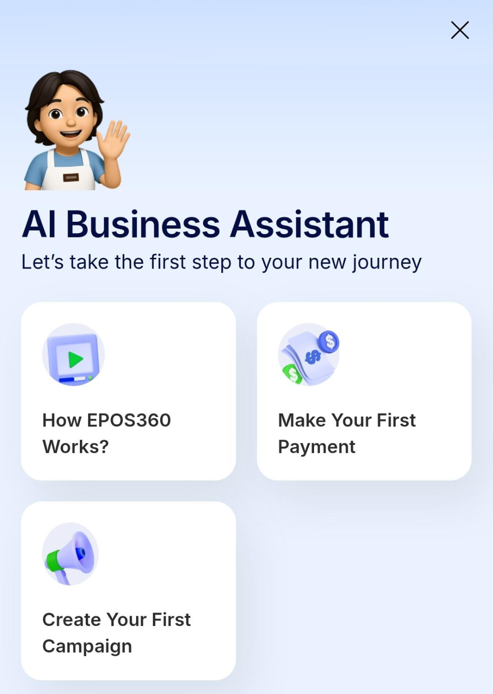 A drawer, not a separate app. The assistant opens over whatever you were doing, and closes with the X.