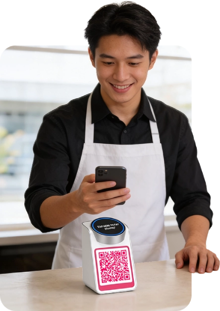 Merchant holding payment device