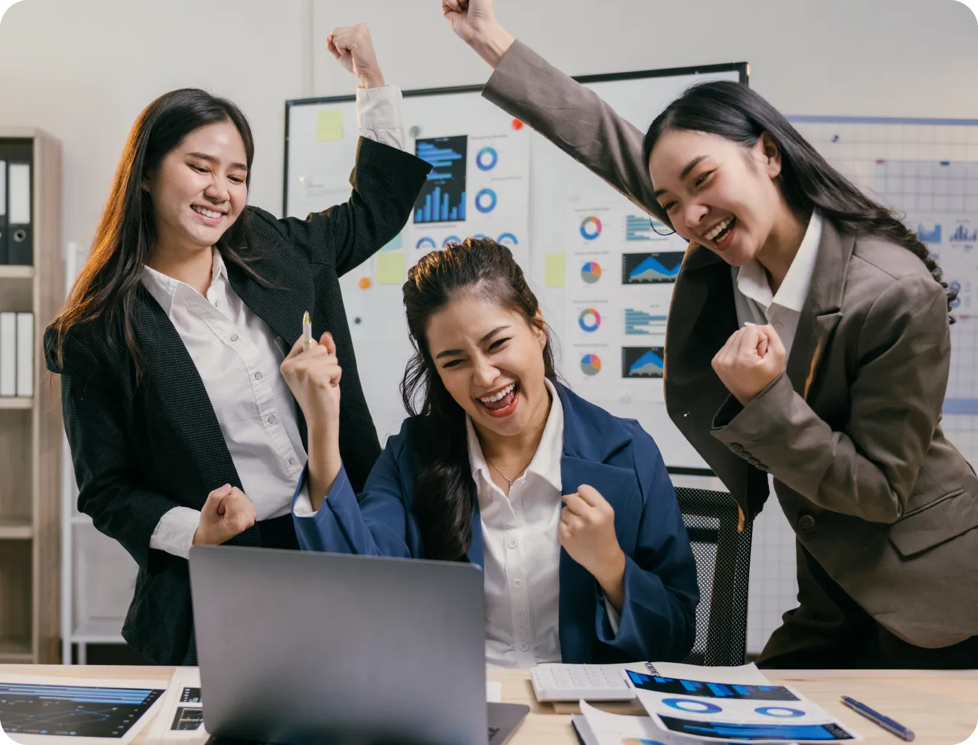Digital marketing team celebrating results