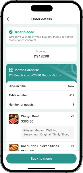 Table Scan To Order