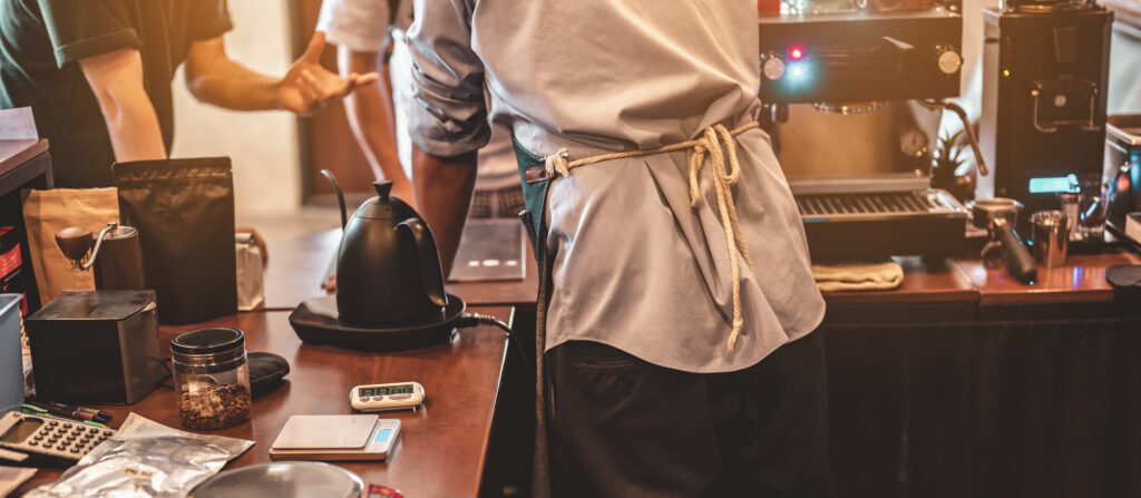 multi-outlet pos system at a coffee place