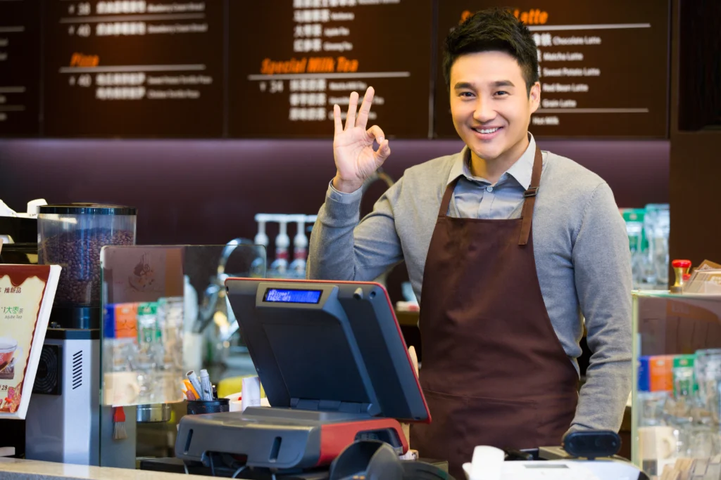 barista at point of sale system